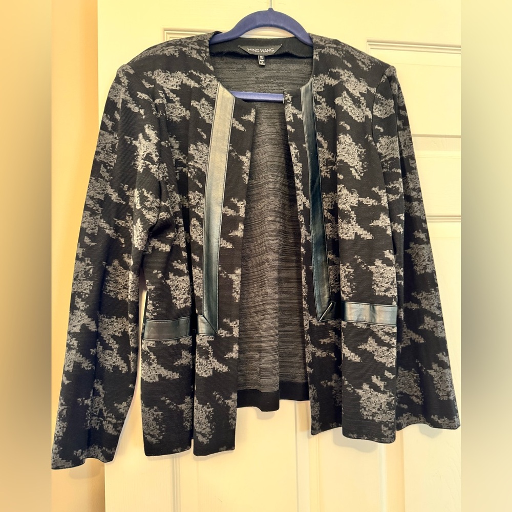Ming Wang Black Jacket with Faux Leather Accents